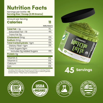 Organic Matcha Latte Pure Japanese Tea Blend with Ashwagandha Vanilla